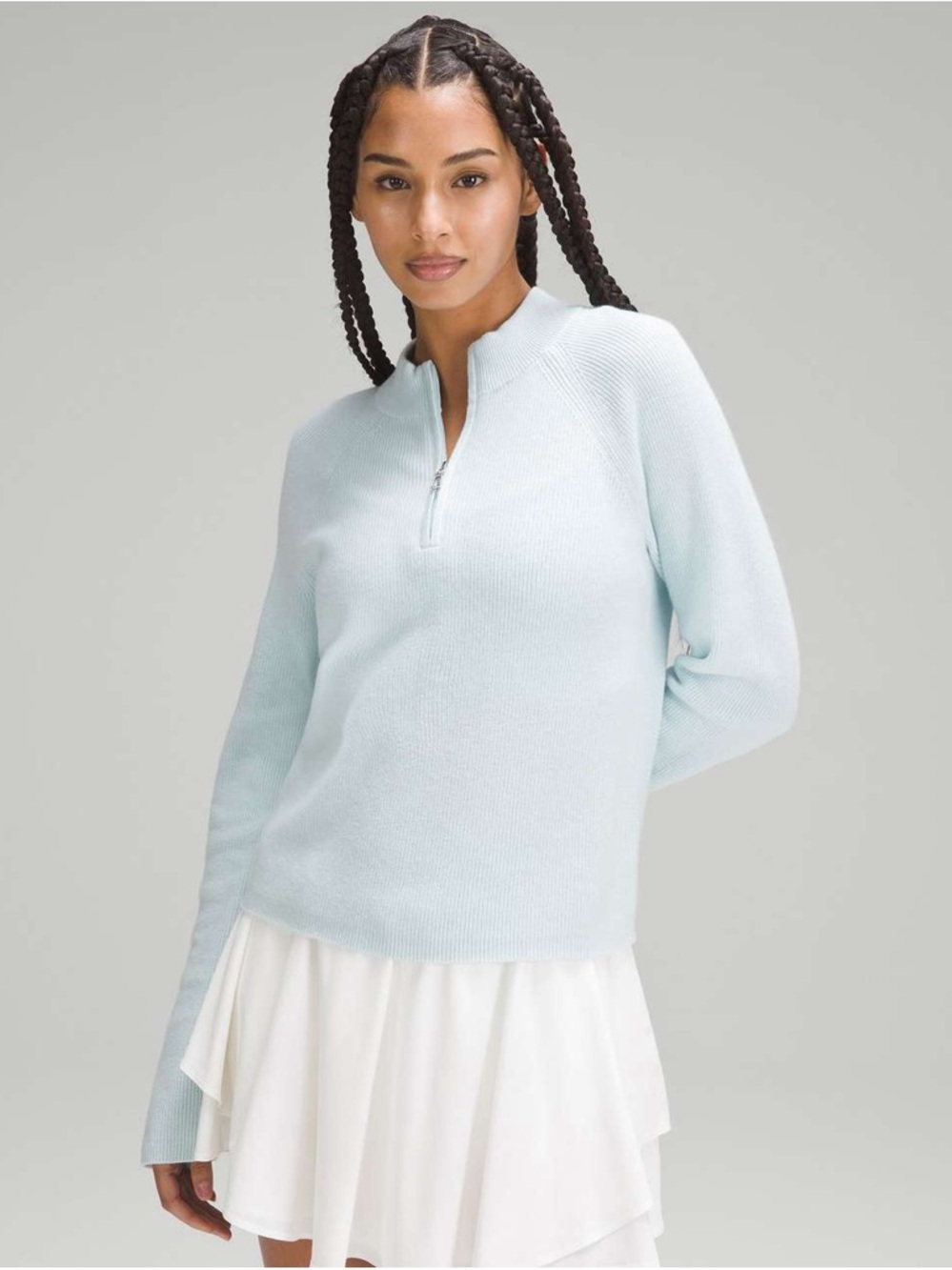 Lululemon Cotton-Blend Half-Zip Sweater - Powder Blue